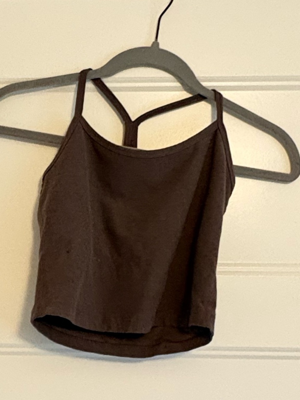 Beyond Yoga bra tank, heathered brown, size small